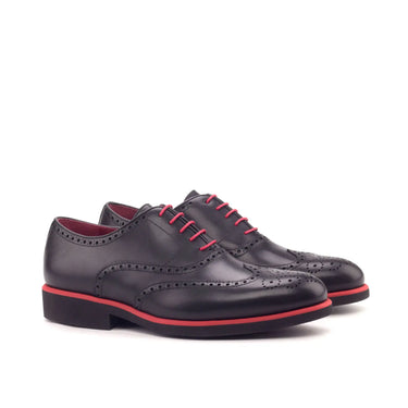 DapperFam Aeron in Black Men's Italian Leather Full Brogue in Black #color_ Black