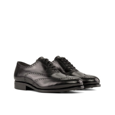 DapperFam Aeron in Black Men's Italian Leather Full Brogue in Black #color_ Black