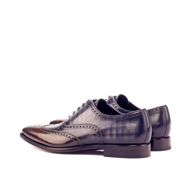 DapperFam Aeron in Brown / Grey / Denim Men's Hand-Painted Patina Full Brogue in #color_