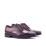 DapperFam Aeron in Burgundy Men's Hand-Painted Patina Full Brogue in Burgundy #color_ Burgundy