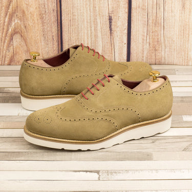 DapperFam Aeron in Camel Men's Lux Suede Full Brogue in #color_