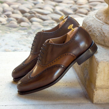 DapperFam Aeron in Cognac / Dark Brown Men's Italian Leather Full Brogue in #color_