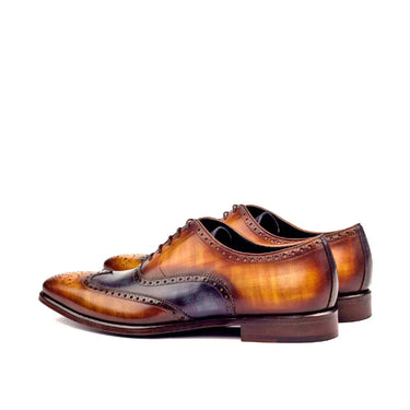 DapperFam Aeron in Cognac / Denim Men's Hand-Painted Patina Full Brogue in #color_