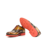 DapperFam Aeron in Cognac / Green Men's Hand-Painted Patina Full Brogue in #color_