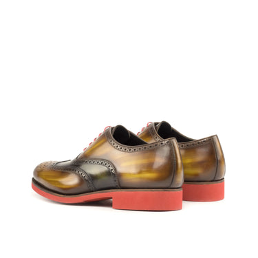 DapperFam Aeron in Cognac / Green Men's Hand-Painted Patina Full Brogue in #color_