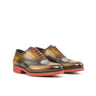 DapperFam Aeron in Cognac / Green Men's Hand-Painted Patina Full Brogue in Cognac / Green #color_ Cognac / Green