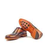 DapperFam Aeron in Cognac / Grey Men's Hand-Painted Patina Full Brogue in #color_