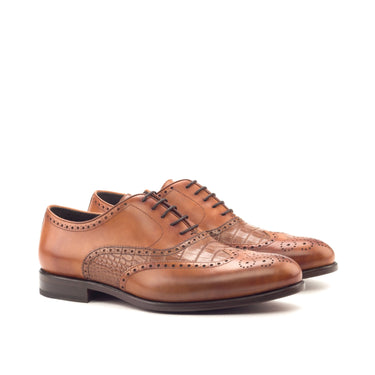 DapperFam Aeron in Cognac / Med Brown Men's Italian Leather Full Brogue in Cognac / Med Brown #color_ Cognac / Med Brown