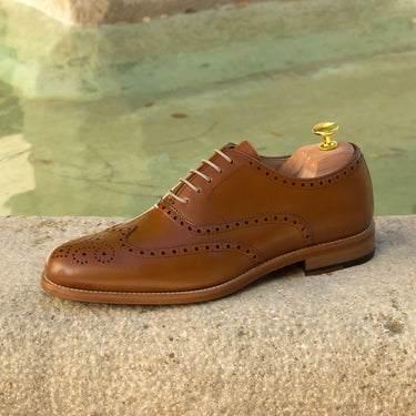 DapperFam Aeron in Cognac Men's Italian Leather Full Brogue in #color_