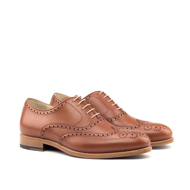 DapperFam Aeron in Cognac Men's Italian Leather Full Brogue in Cognac #color_ Cognac