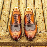 DapperFam Aeron in Dark Brown / Cognac Men's Italian Leather & Hand-Painted Patina Full Brogue in #color_