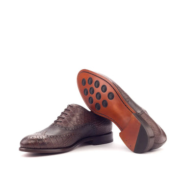 DapperFam Aeron in Dark Brown Men's Italian Embossed & Pebble Grain Leather Full Brogue in #color_