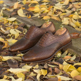 DapperFam Aeron in Dark Brown Men's Italian Embossed & Pebble Grain Leather Full Brogue in #color_