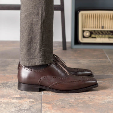 DapperFam Aeron in Dark Brown Men's Italian Leather Full Brogue in #color_