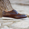 DapperFam Aeron in Dark Brown Men's Lux Suede & Italian Leather Full Brogue in Dark Brown #color_ Dark Brown