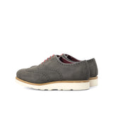 DapperFam Aeron in Grey Men's Lux Suede Full Brogue in #color_