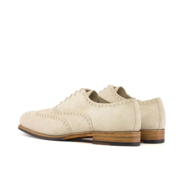 DapperFam Aeron in Ivory Men's Italian Suede Full Brogue in #color_