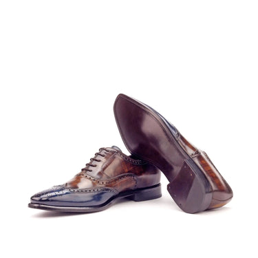 DapperFam Aeron in Med Brown / Brown / Denim Men's Italian Leather & Hand-Painted Patina Full Brogue in #color_