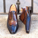 DapperFam Aeron in Med Brown / Brown / Denim Men's Italian Leather & Hand-Painted Patina Full Brogue in #color_