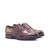 DapperFam Aeron in Med Brown / Brown Men's Lux Suede & Hand-Painted Patina Full Brogue in Med Brown / Brown #color_ Med Brown / Brown