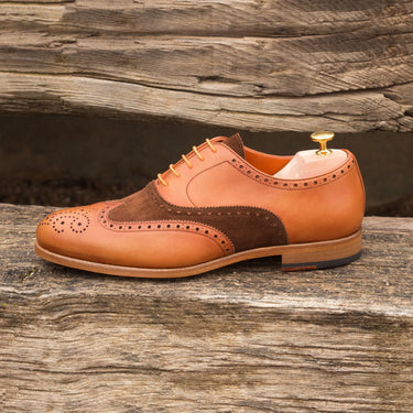 DapperFam Aeron in Med Brown / Cognac Men's Lux Suede & Italian Leather Full Brogue in #color_