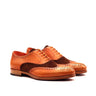 DapperFam Aeron in Med Brown / Cognac Men's Lux Suede & Italian Leather Full Brogue in Med Brown / Cognac #color_ Med Brown / Cognac