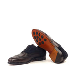 DapperFam Aeron in Navy / Dark Brown Men's Lux Suede & Italian Leather Full Brogue in #color_