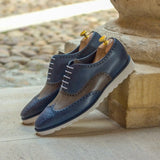 DapperFam Aeron in Navy / Grey Men's Italian Leather Full Brogue in #color_