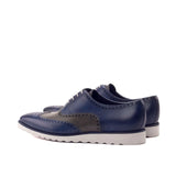 DapperFam Aeron in Navy / Grey Men's Italian Leather Full Brogue in #color_