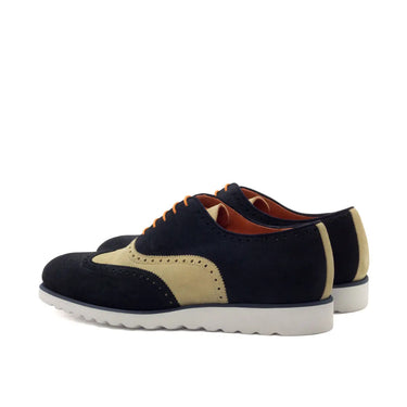 DapperFam Aeron in Navy / Sand Men's Lux Suede Full Brogue in #color_