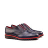 DapperFam Aeron in Navy Men's Italian Leather Full Brogue in Navy #color_ Navy