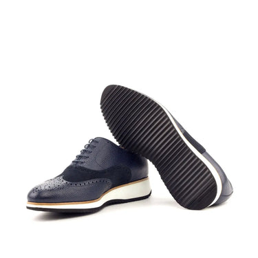 DapperFam Aeron in Navy Men's Lux Suede & Italian Pebble Grain Leather Full Brogue in #color_