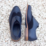 DapperFam Aeron in Navy Men's Lux Suede & Italian Pebble Grain Leather Full Brogue in Navy #color_ Navy