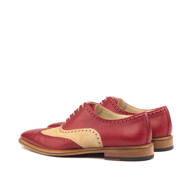 DapperFam Aeron in Red / Taupe Men's Italian Suede & Italian Pebble Grain Leather Full Brogue in #color_