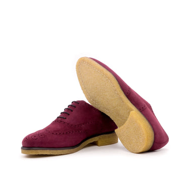 DapperFam Aeron in Wine Men's Italian Suede Full Brogue in #color_