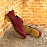 DapperFam Aeron in Wine Men's Italian Suede Full Brogue in #color_