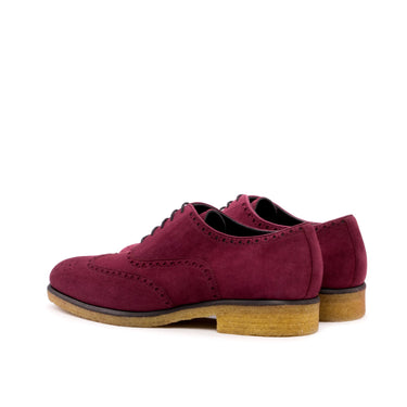 DapperFam Aeron in Wine Men's Italian Suede Full Brogue in #color_