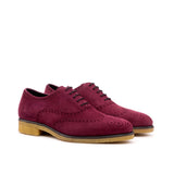 DapperFam Aeron in Wine Men's Italian Suede Full Brogue in Wine #color_ Wine