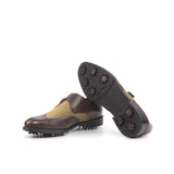 DapperFam Brenno Golf in Dark Brown / Camel Men's Italian Leather & Lux Suede Single Monk in #color_