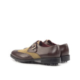 DapperFam Brenno Golf in Dark Brown / Camel Men's Italian Leather & Lux Suede Single Monk in #color_