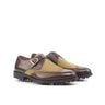 DapperFam Brenno Golf in Dark Brown / Camel Men's Italian Leather & Lux Suede Single Monk in Dark Brown / Camel #color_ Dark Brown / Camel