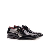 DapperFam Brenno in Black Men's Italian Patent Leather Single Monk in Black #color_ Black