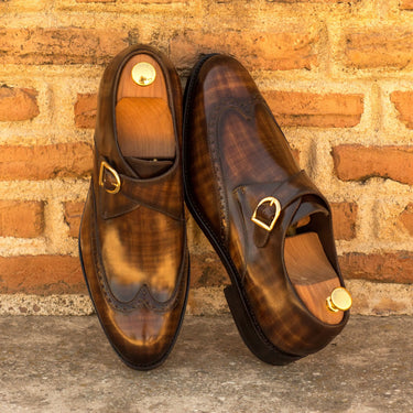 DapperFam Brenno in Brown Men's Hand-Painted Patina Single Monk in #color_