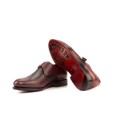 DapperFam Brenno in Burgundy / Black Men's Italian Full Grain Leather Single Monk in #color_