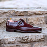 DapperFam Brenno in Burgundy Men's Lux Suede & Italian Leather Single Monk in Burgundy #color_ Burgundy