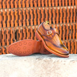 DapperFam Brenno in Cognac Men's Hand-Painted Patina Single Monk in #color_