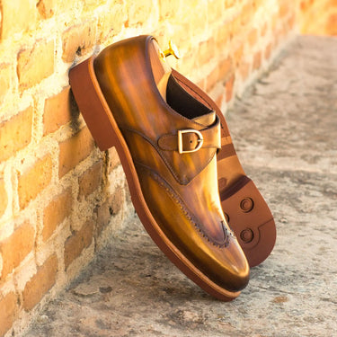 DapperFam Brenno in Cognac Men's Hand-Painted Patina Single Monk in #color_