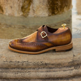 DapperFam Brenno in Cognac Men's Hand-Painted Patina Single Monk in #color_