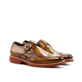 DapperFam Brenno in Cognac Men's Hand-Painted Patina Single Monk in Cognac #color_ Cognac