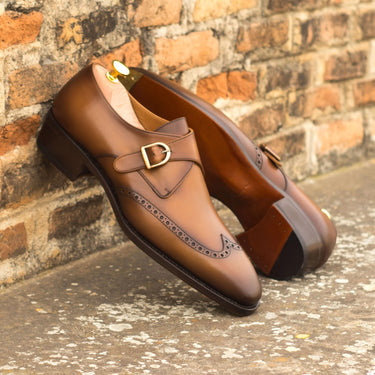 DapperFam Brenno in Cognac Men's Italian Leather Single Monk in #color_